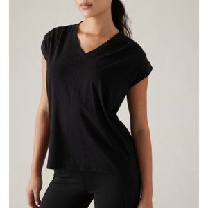 New Athleta M Outbound Twist Tee Shirt Top Supima Cotton Size Medium Black